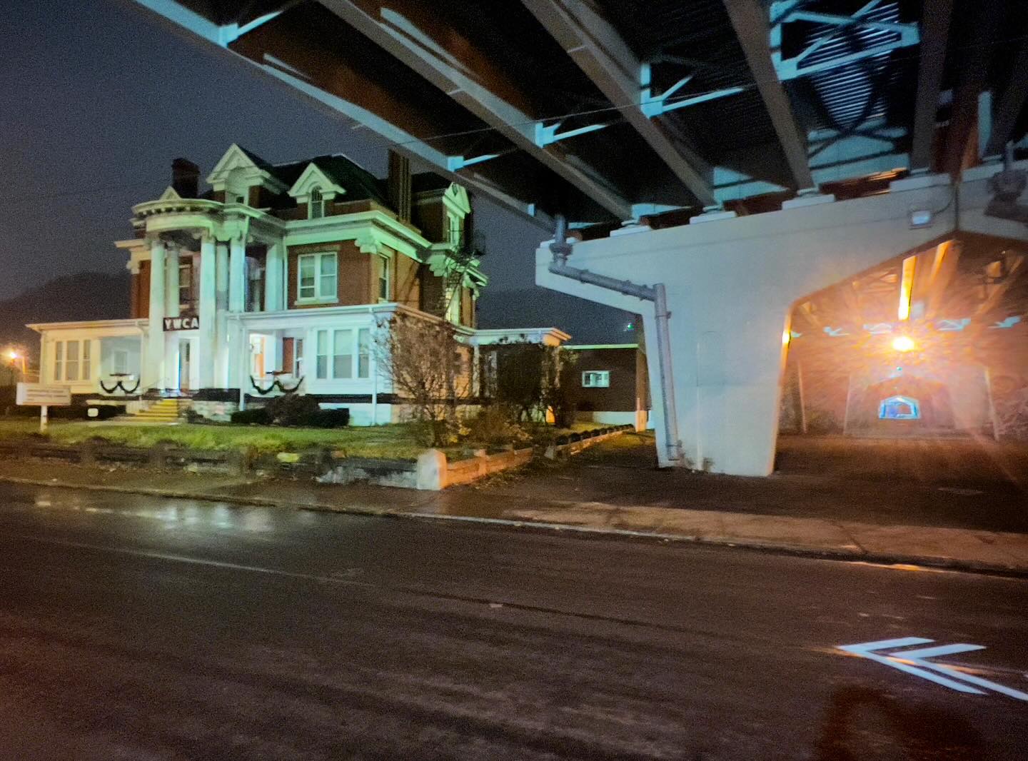 The elevated Route 56 structure beside houses in Johnstown